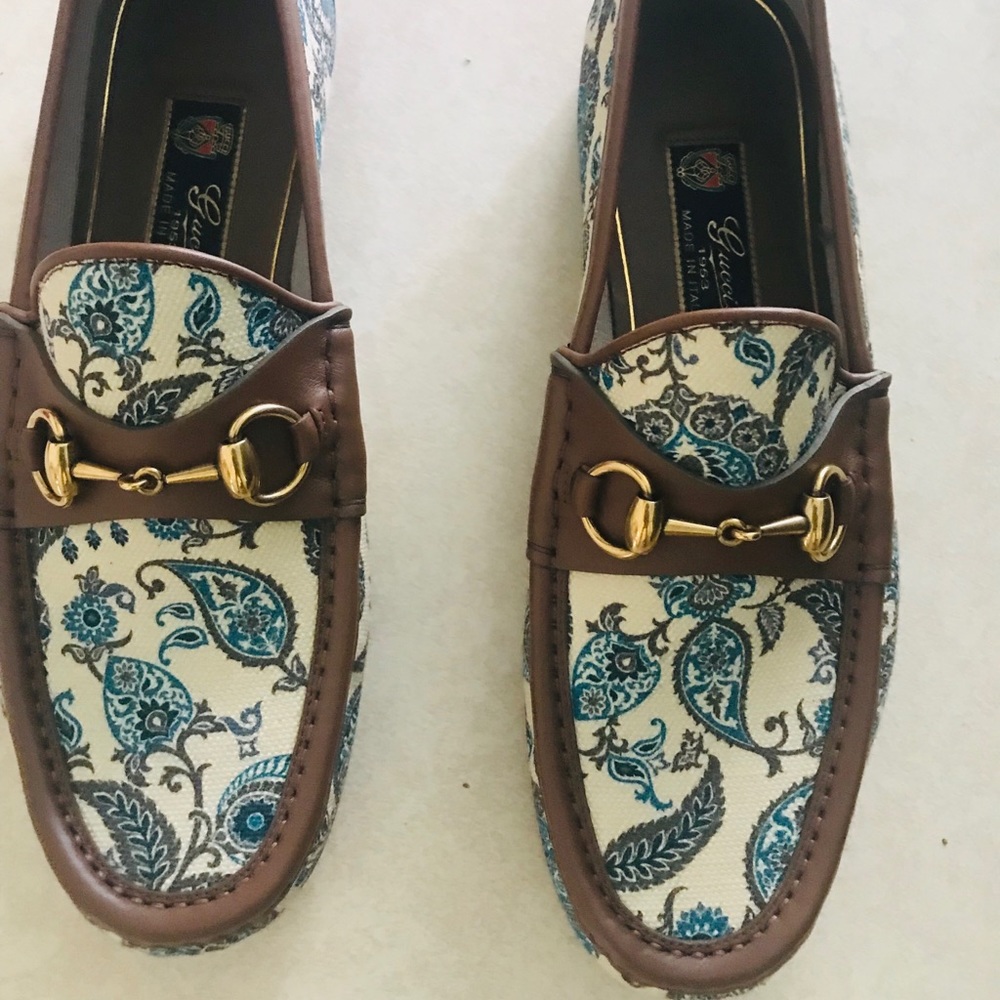 Gucci canvas mono paisley aquarium sesame/cuirass